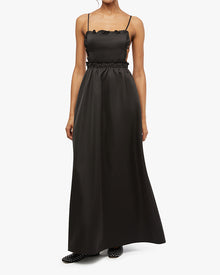 Ruffle Bib Maxi Dress | Black