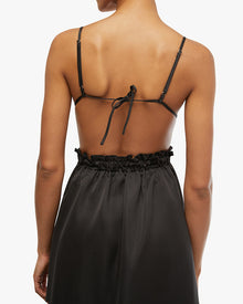 Ruffle Bib Maxi Dress | Black