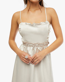 Ruffle Bib Maxi Dress | White Sand