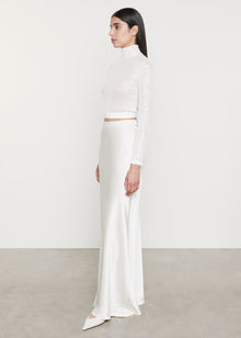 Sequin Cropped L/S Mock Neck | Off White