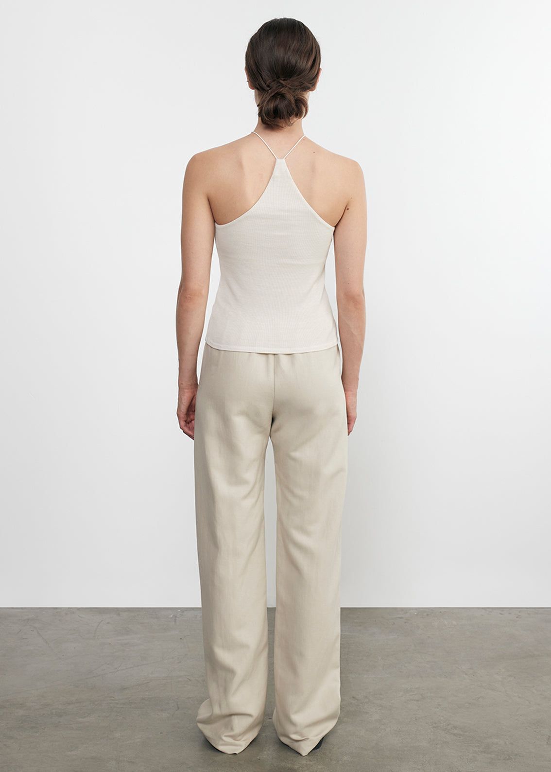 silk rib halter tank in canvas