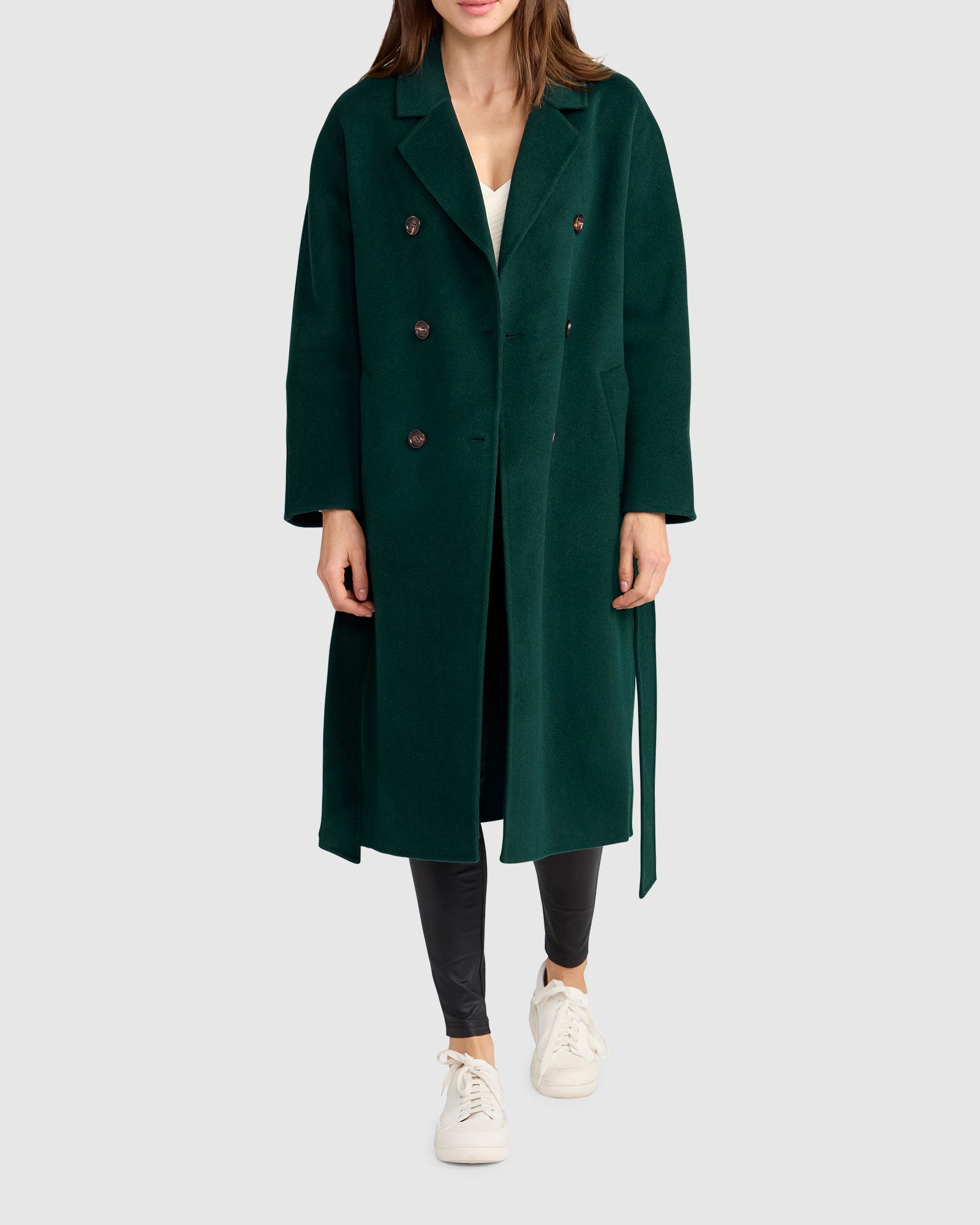 Standing Still Belted Coat | Women | Dark Green