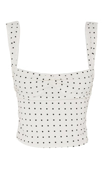 Lottie Top | White Polkadot