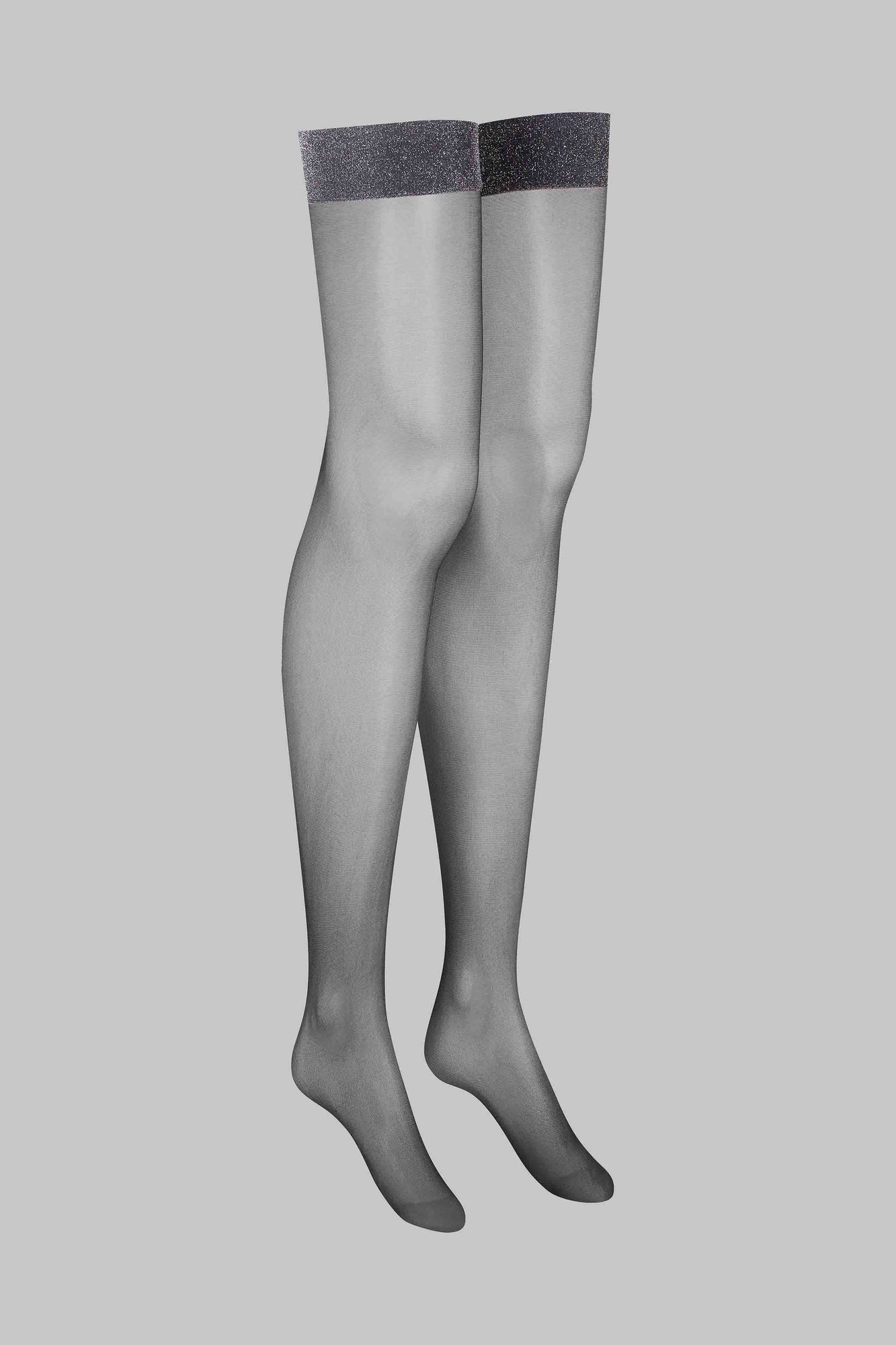 Lurex Garter Stockings - 20D | Black