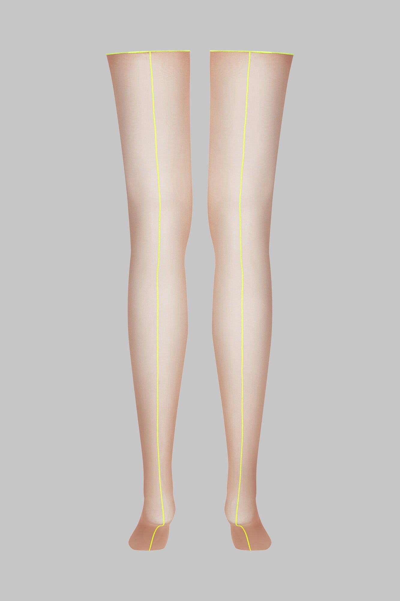 Cut And Curled Neon Seamed Stockings - 20D | Yellow