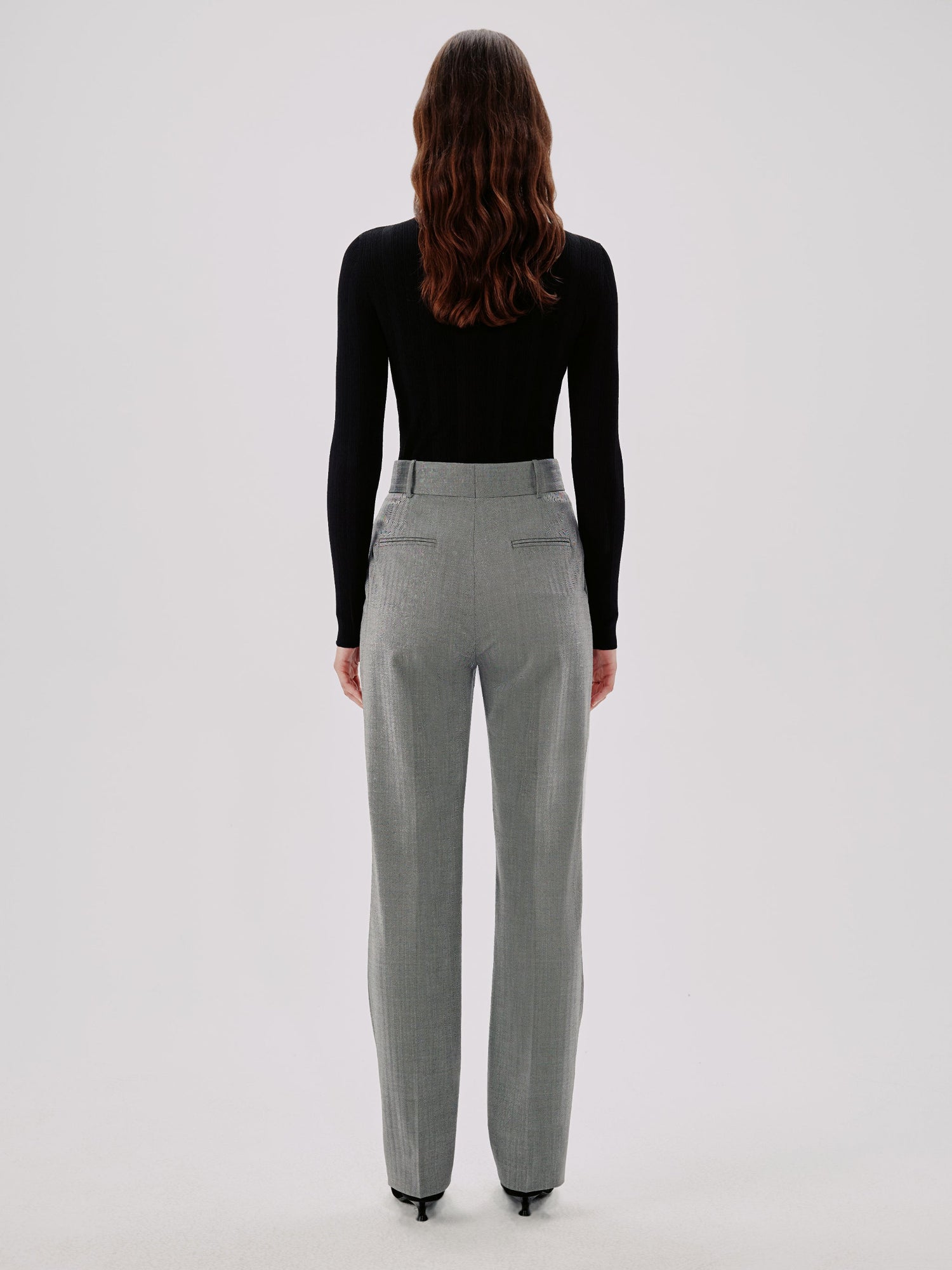Another Tomorrow Straight Leg Trouser in Black – Wool Women's Trousers