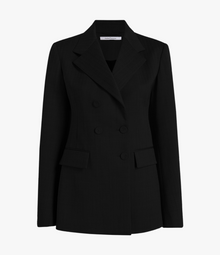 Another Tomorrow Double Breasted Structured Jacket in Black – Wool Women's Jacket