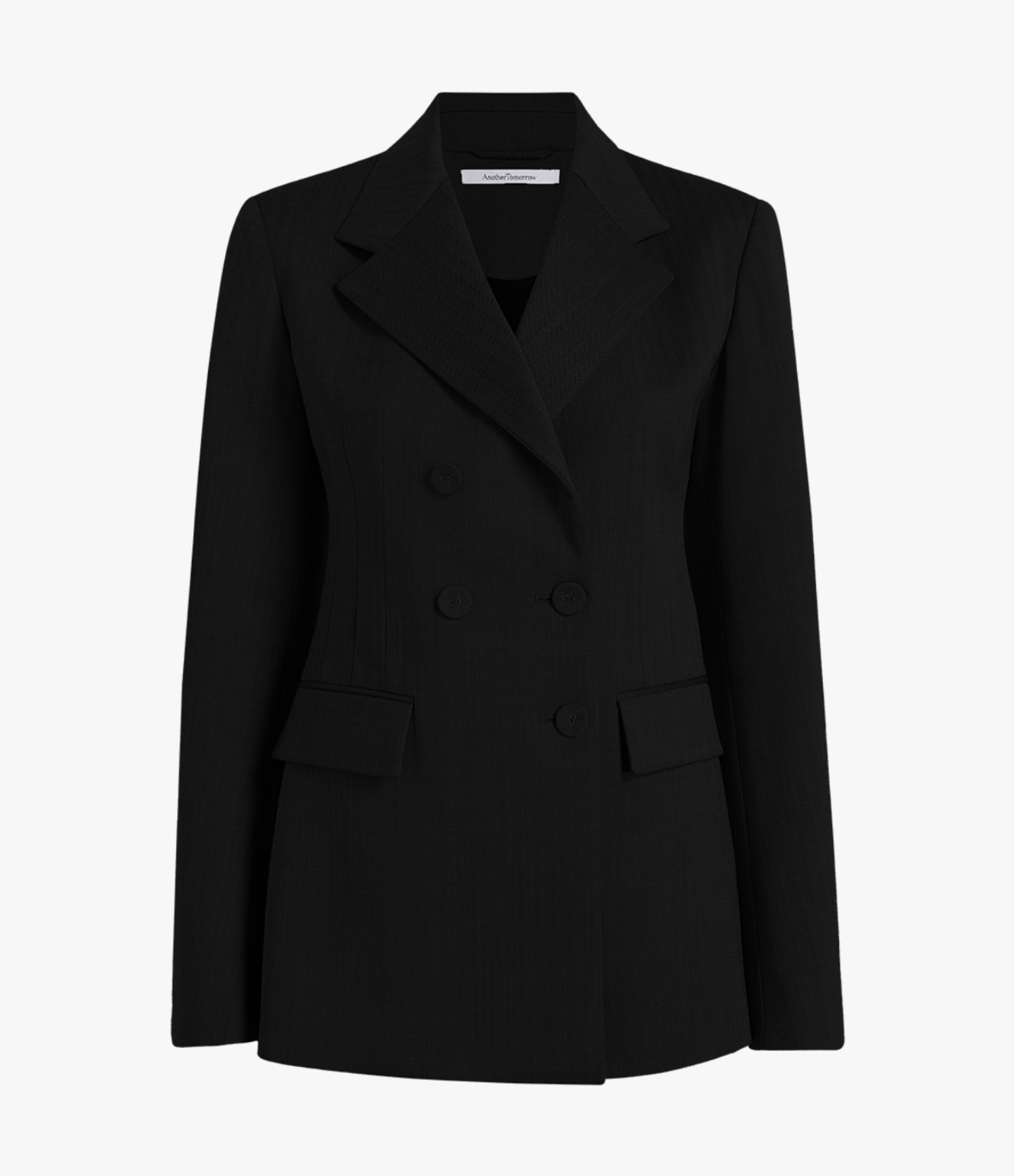 Another Tomorrow Double Breasted Structured Jacket in Black – Wool Women's Jacket
