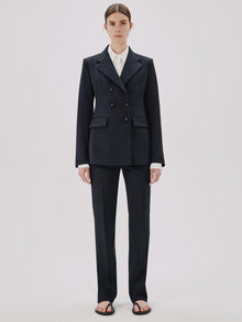 Another Tomorrow Double Breasted Structured Jacket in Black – Wool Women's Jacket