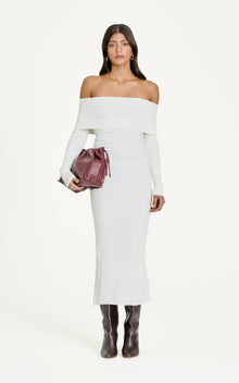 Ravine Rib Midi Dress - II | Ivory