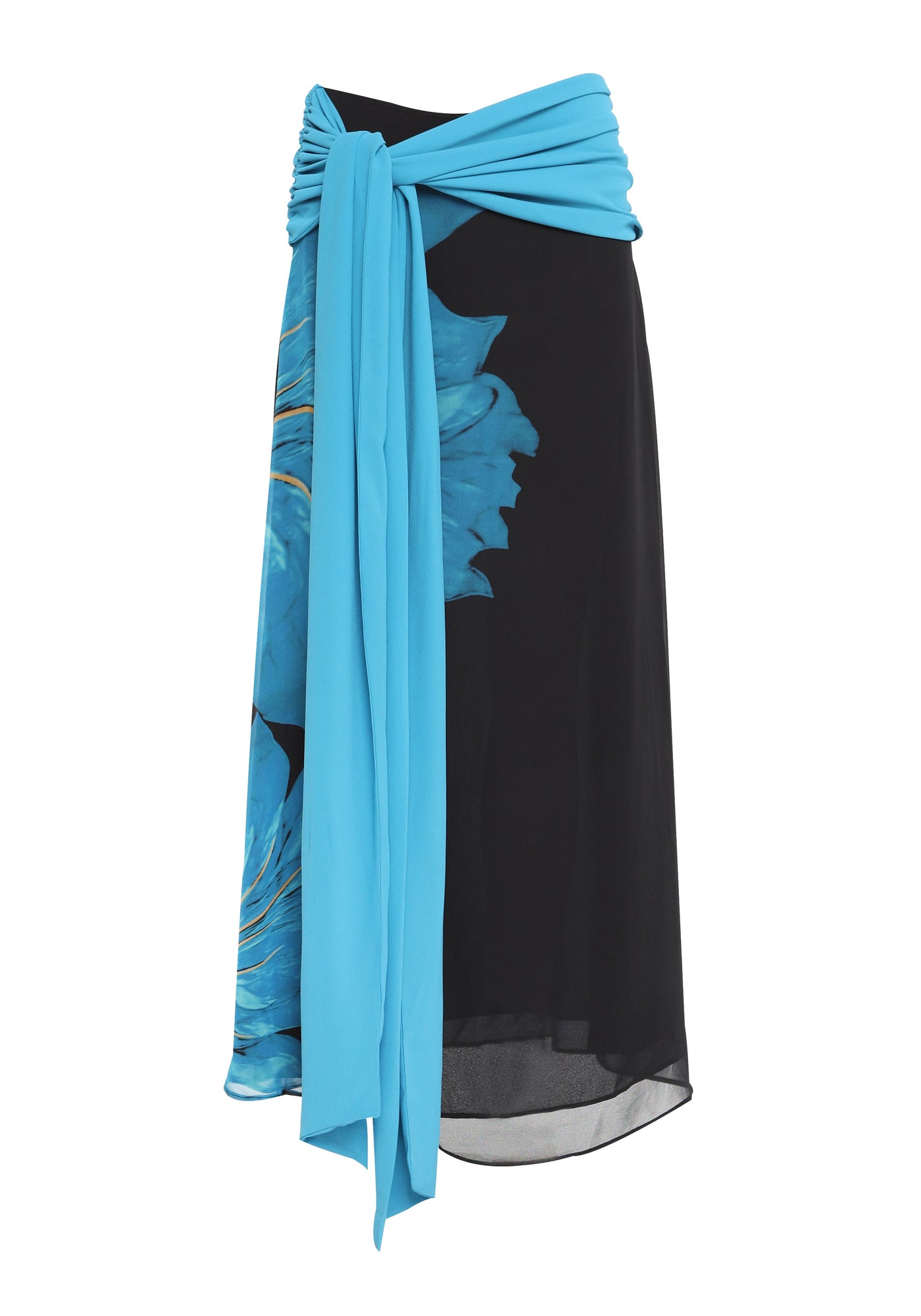 Marina Maxi Skirt Print | Black/Blue Floral Print