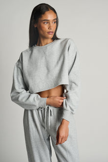 Beyond Yoga | Luxfleece Boxy Pullover | Light Heather Grey