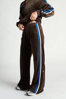 Splits59 | Heritage Velour Pant | Dark Chocolate/Classic Blue