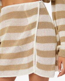 Crochet Mini Skirt | Pale Gold/Off White