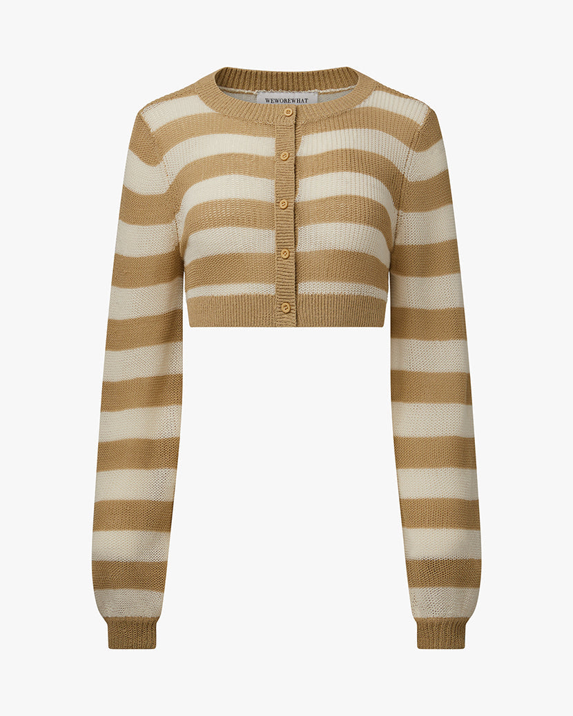 Crochet Beach Cardigan | Pale Gold/Off White