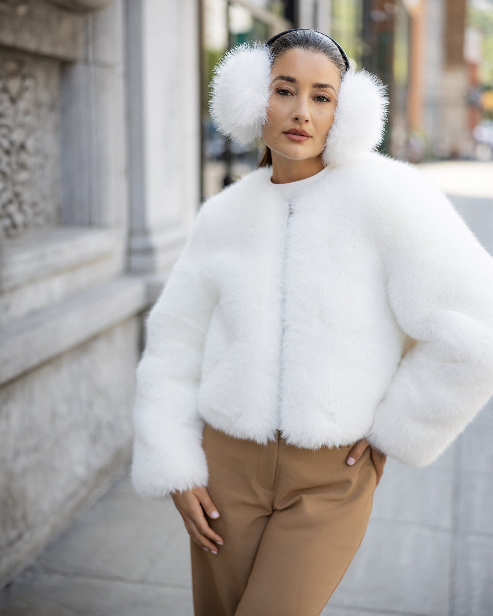 Fur-Free Fox (Faux Fur) Earmuffs | White