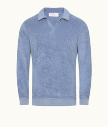 Santino Classic Fit Organic Cotton Towelling Polo Shirt | Springfield Blue