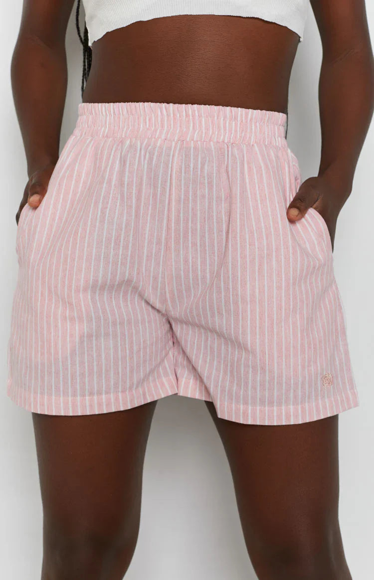 The Sarah Shorts | Pink Pinstripe