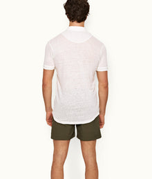Sebastian Linen Tailored Fit Short-Sleeve Linen Polo Shirt | White Sand