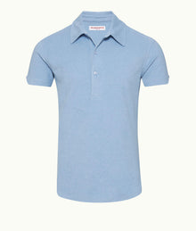 Sebastian  Towelling Tailored Fit Organic Cotton Towelling Polo Shirt | Blue Ash