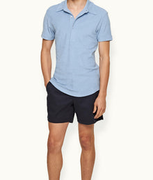 Sebastian  Towelling Tailored Fit Organic Cotton Towelling Polo Shirt | Blue Ash