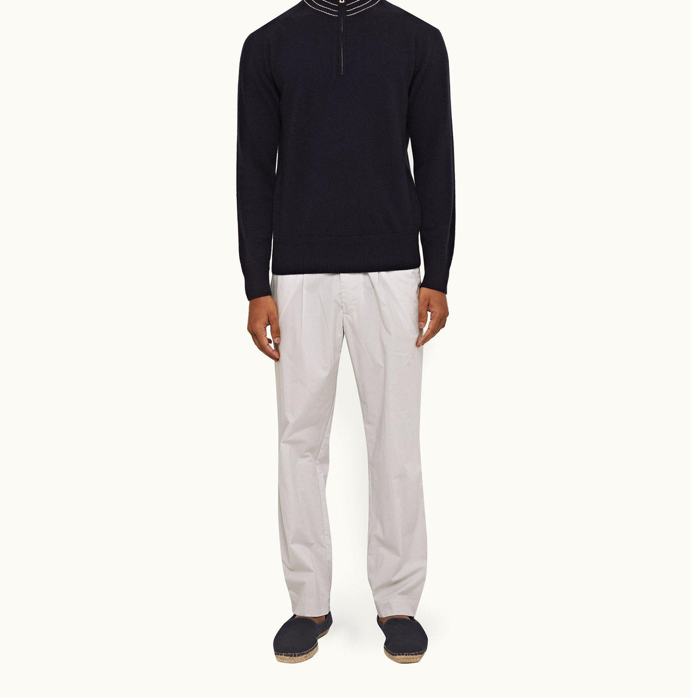 Sedgwick Poplin Tailored Fit Single Pleat Stretch-Cotton Trousers | Oyster Grey