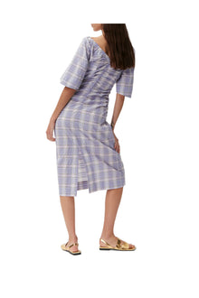 Seersucker Midi Dress | Check Persian Violet