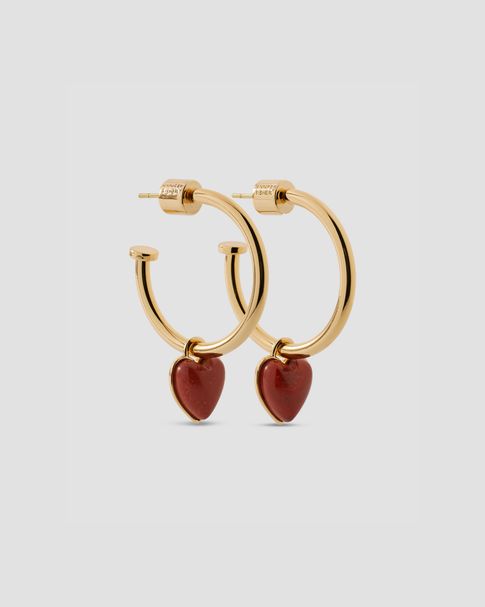 Semi-Precious Convertible Heart Huggies earring - front view | gold huggie earrings
