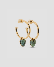 Semi-Precious Convertible Heart Huggies earring - worn look | gold huggie earrings