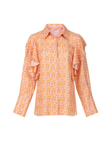 Serenity Silk Ruffle Detail Top | Mini Leopard