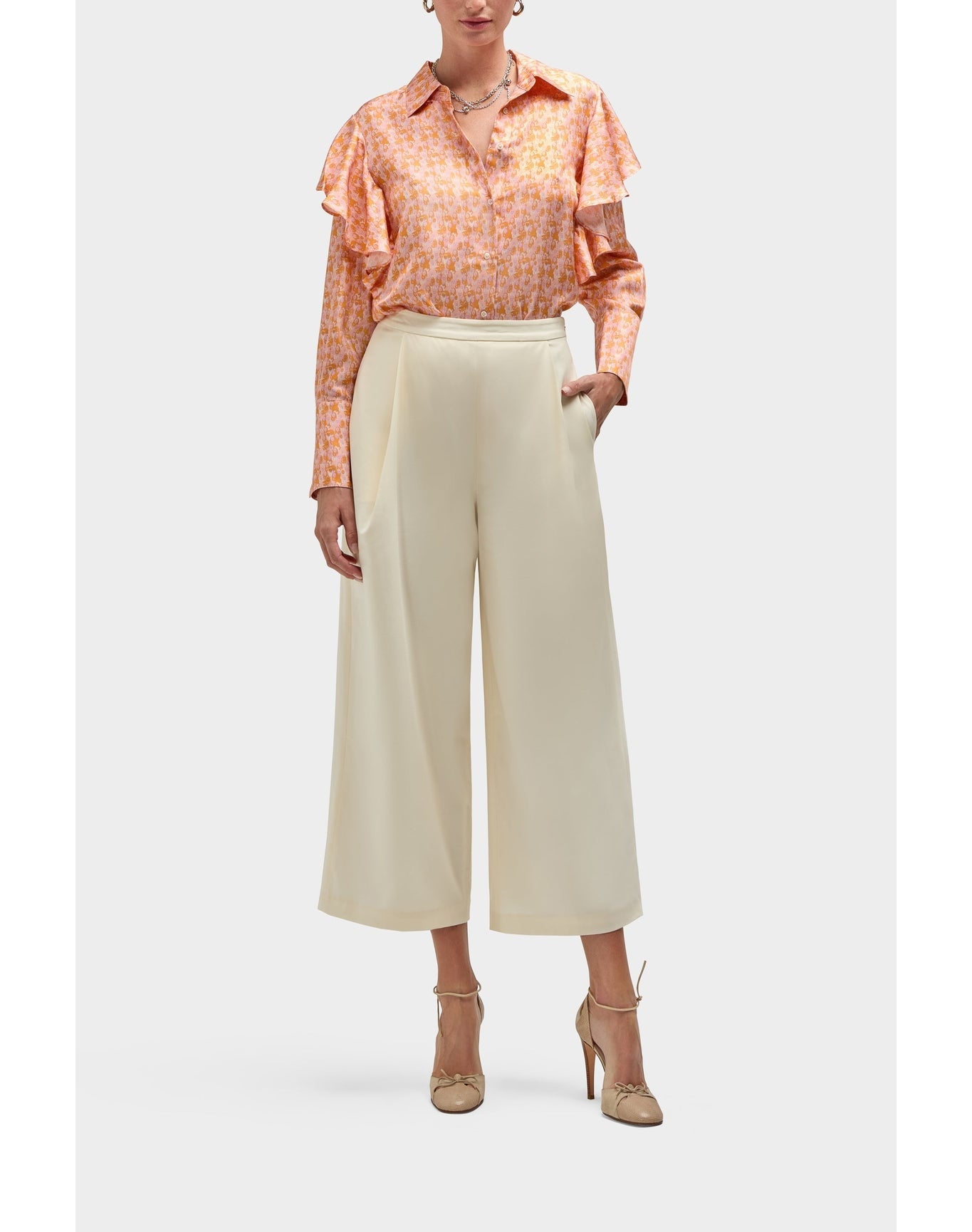 Serenity Silk Ruffle Detail Top | Mini Leopard