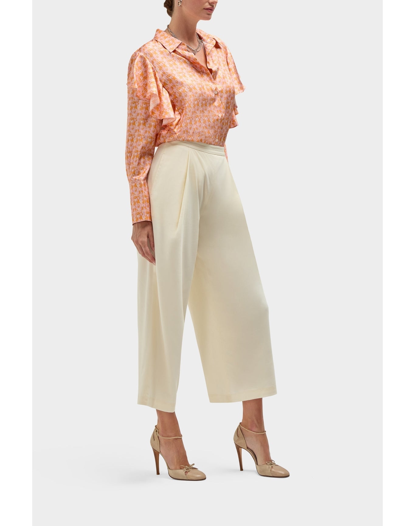 Serenity Silk Ruffle Detail Top | Mini Leopard