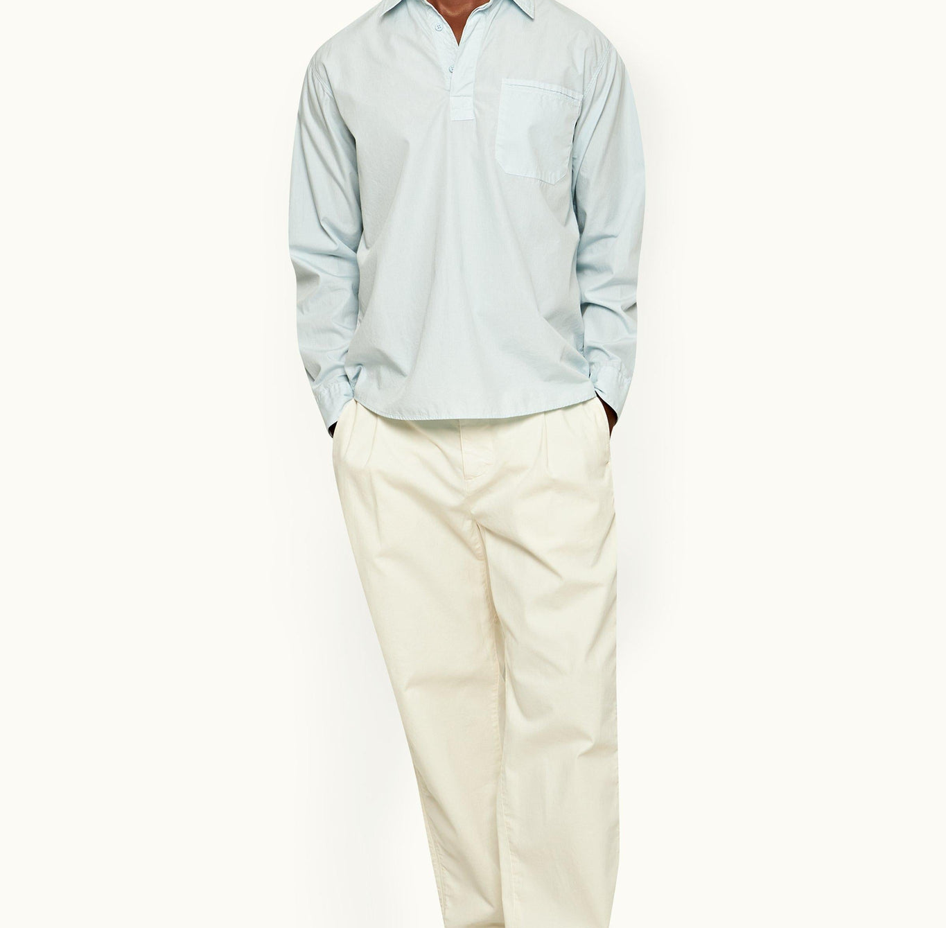 Shanklin Relaxed Fit Overhead Organic Cotton Shirt | Powdered Sky