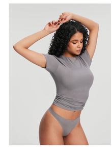 Short Sleeve Crew Neck Top | Cool Gray