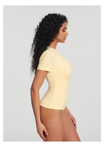 Short Sleeve Crew Neck Top | Lemon Meringue