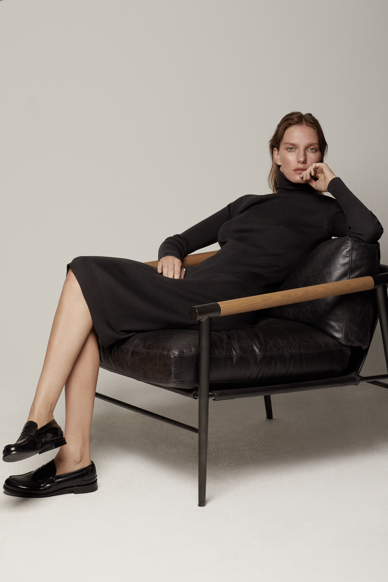 Another Tomorrow Turtleneck Sweater Dress in Black – Wool Women's Dress