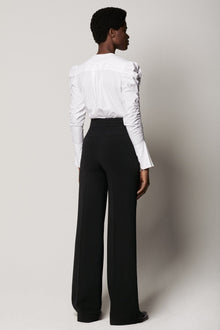 Another Tomorrow Shirred Sleeve Blouse in White – Cotton Women's Top