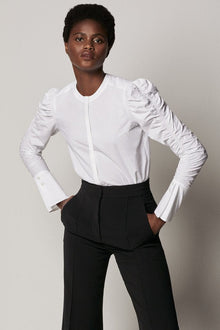 Shirred Sleeve Blouse | White