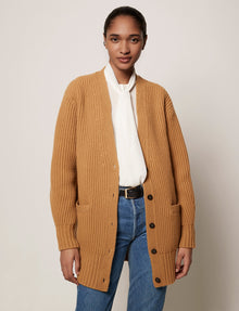 Another Tomorrow Cashmere Relaxed Cardigan in Camel – Cashmere Women's Knitwear