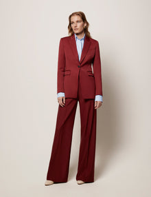 Another Tomorrow Single Button Jacket in Maroon – Wool Women's Jacket