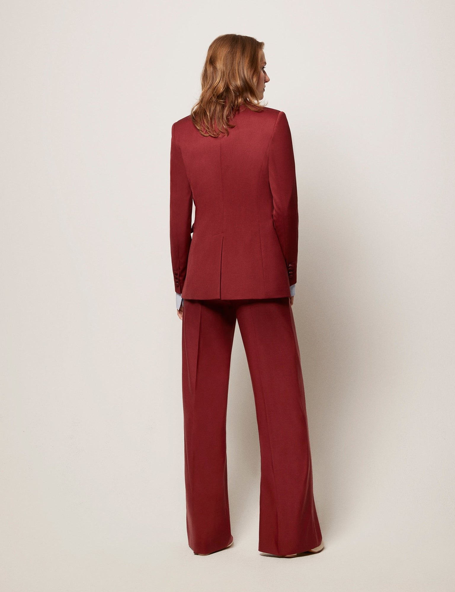 Another Tomorrow Single Button Jacket in Maroon – Wool Women's Jacket