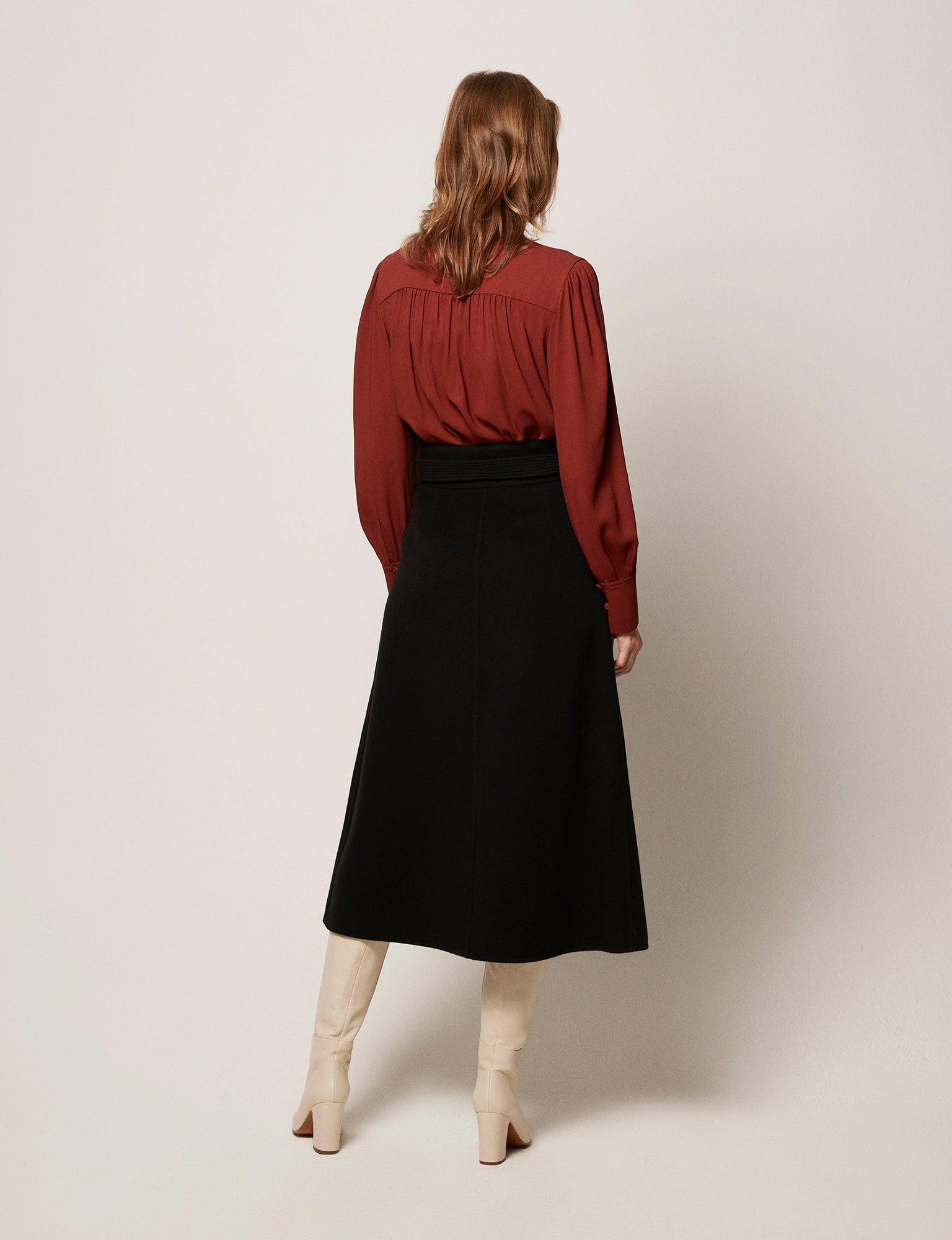 Another Tomorrow High Neck Blouse in Rust – Viscose Women's Top