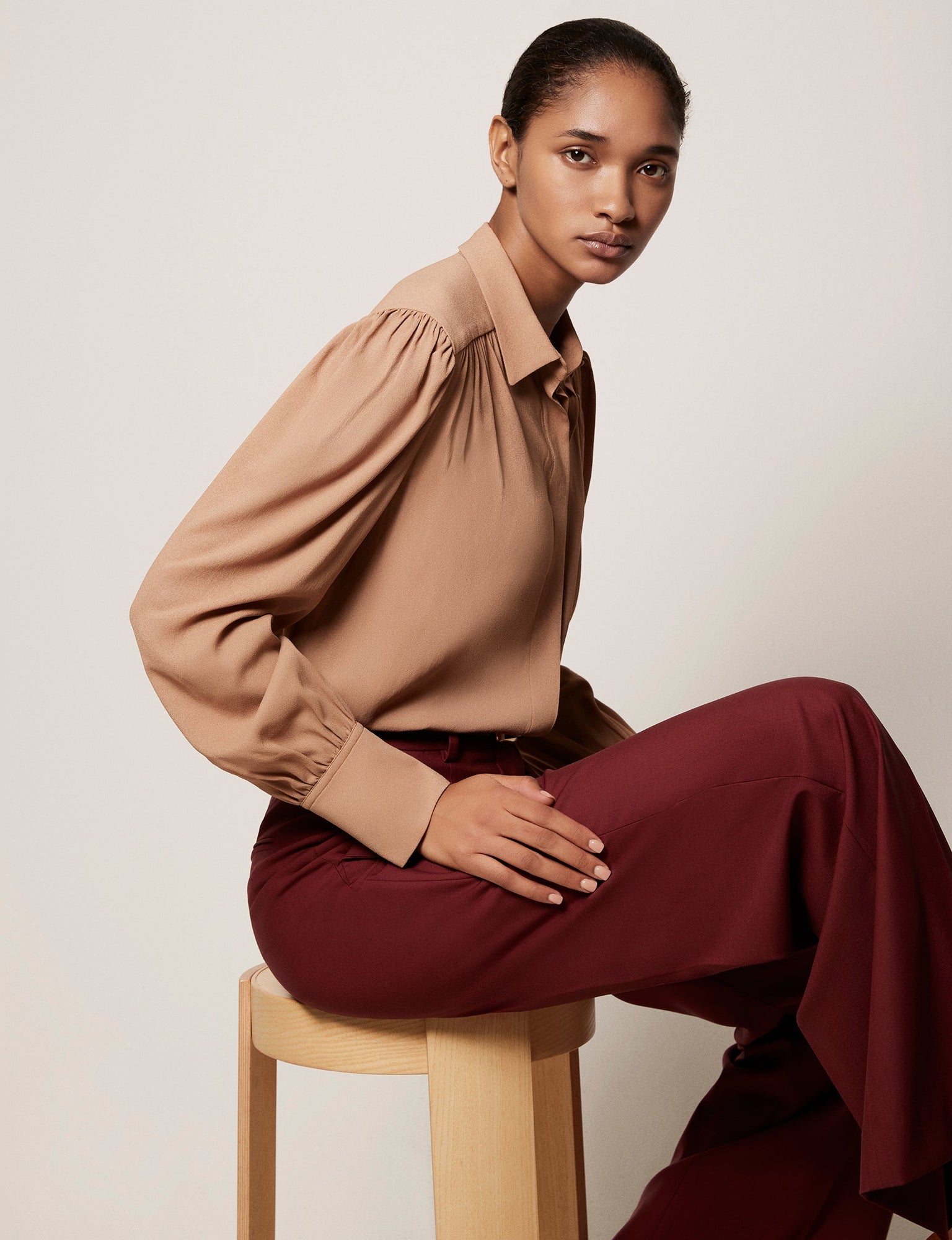 Another Tomorrow Gathered Blouse in Chanterelle – Viscose Women's Top