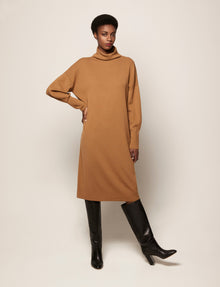 Another Tomorrow Funnelneck Dress in Vicuna – Wool Women's Dress