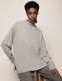 Another Tomorrow Cashmere Turtleneck in Heather Grey – Cashmere Women's Knitwear