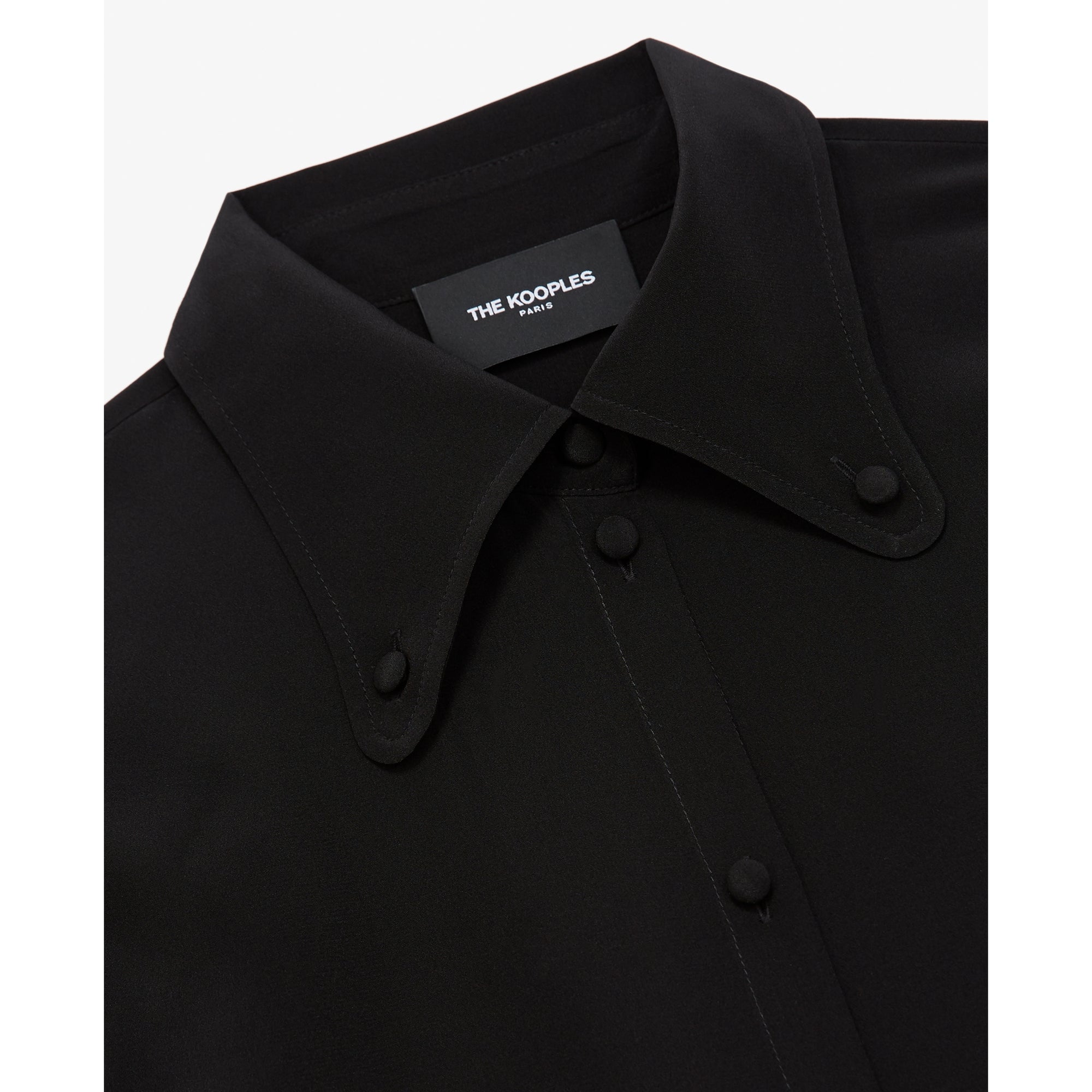 Silk Shirt With Buttoned Collar | Women | Black