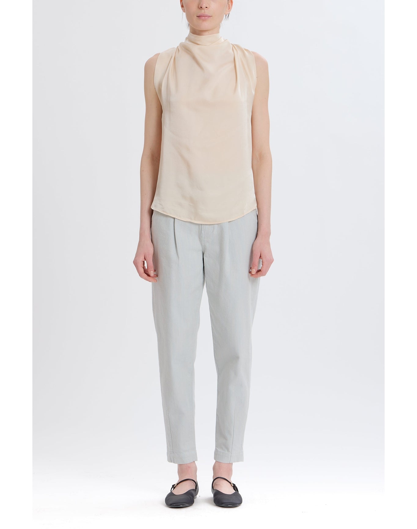 Silky Cowl Neck Top | Champagne
