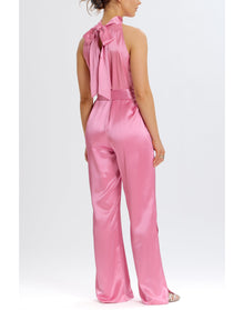 Silky Halter Jumpsuit | Pink