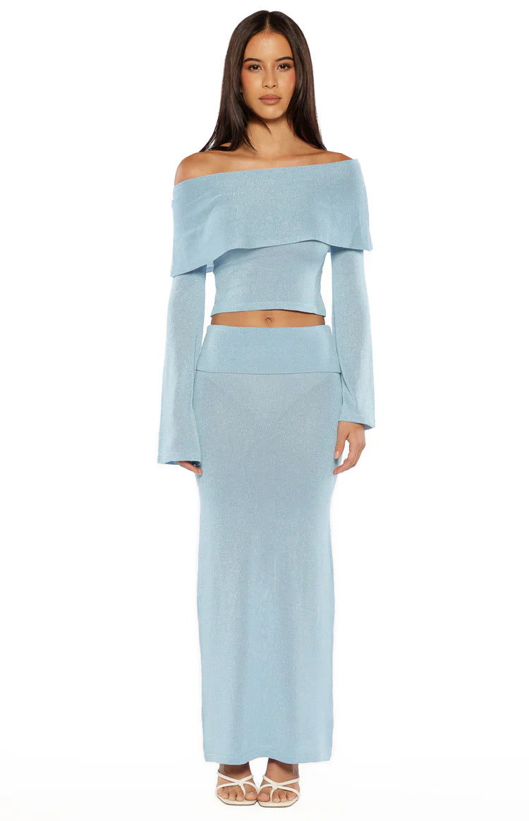 Simona Maxi Knit Skirt | Blue