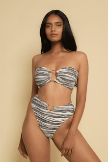 Tori Ties Bandeau Bikini Top | Slub Knit